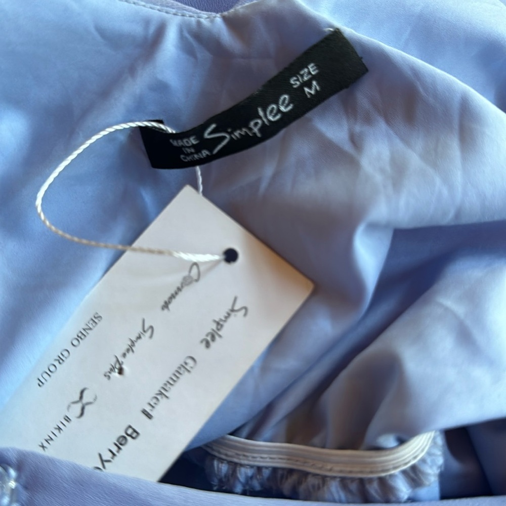 Simplee Apparel Light Blue High-Low Ruffle Wrap Dress - Picture 6 of 7